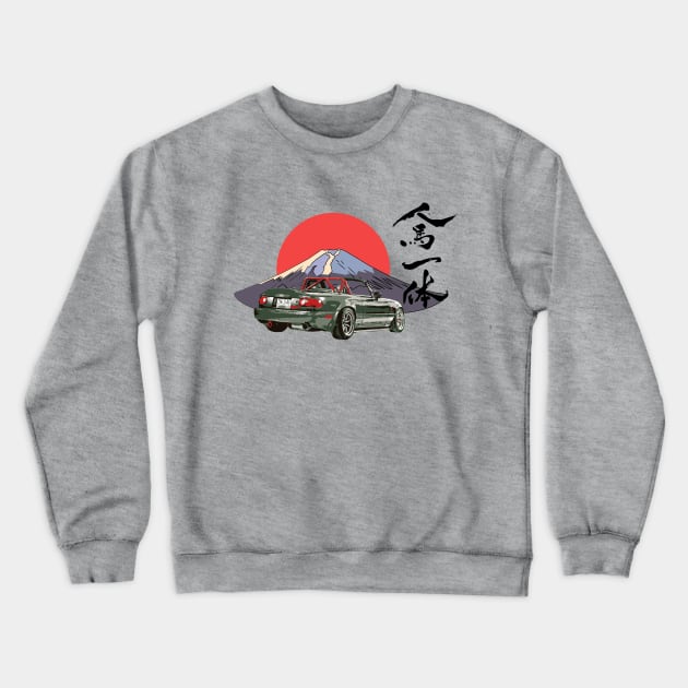 Mazda Miata/Mx5 - Jinba Ittai Mount Fuji edition Crewneck Sweatshirt by mudfleap